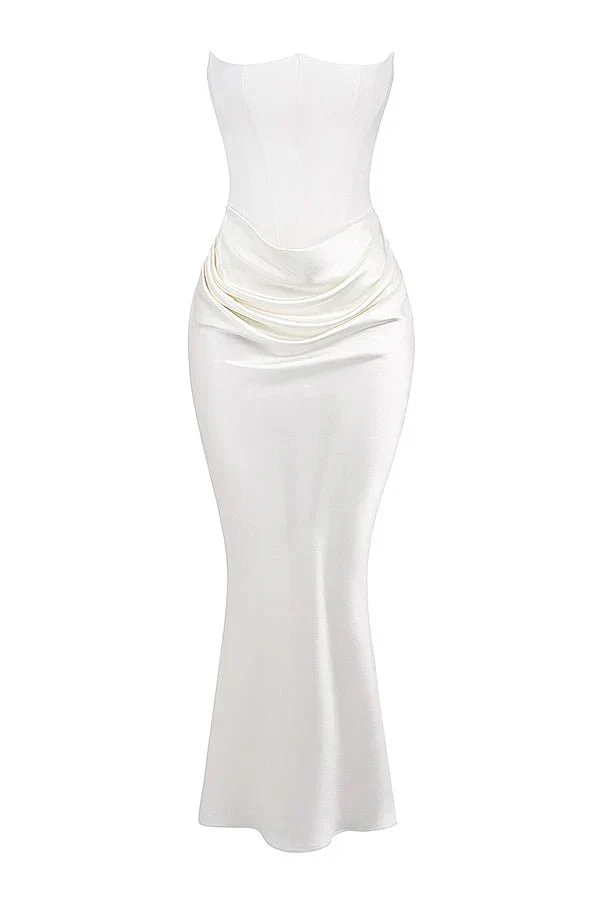 Trägerloses Satin-Maxikleid im Korsettstil für Damen