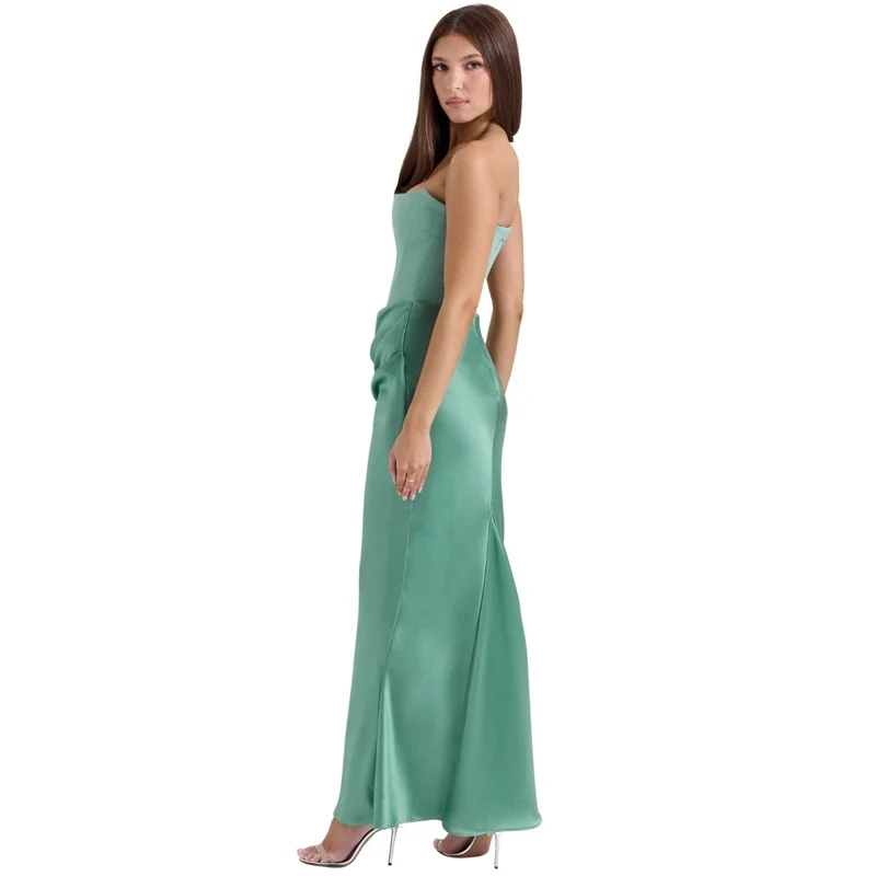 Trägerloses Satin-Maxikleid im Korsettstil für Damen