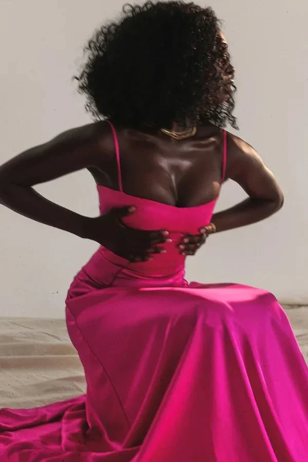 Satin-Maxikleid für Damen | Korsett-Rücken mit Schnürung