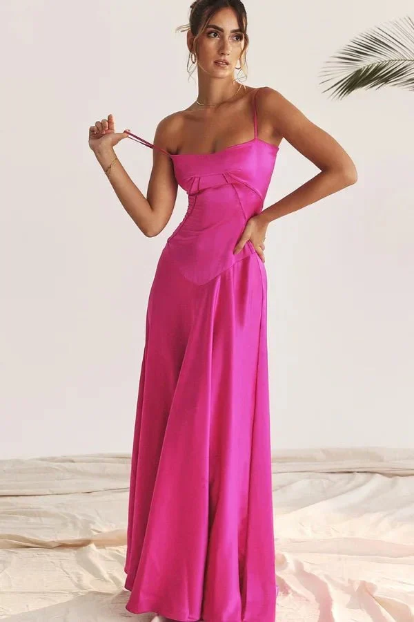 Satin-Maxikleid für Damen | Korsett-Rücken mit Schnürung
