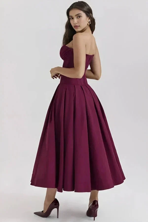 Trägerloses Korsett-Midi-Kleid für Damen