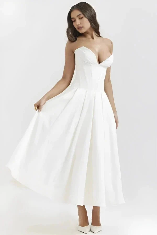 Trägerloses Korsett-Midi-Kleid für Damen
