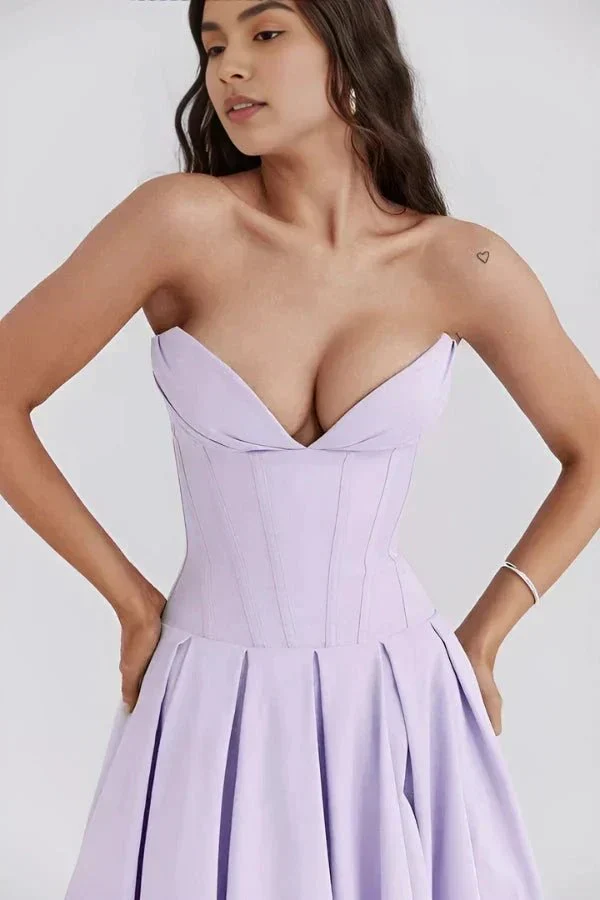 Trägerloses Korsett-Midi-Kleid für Damen
