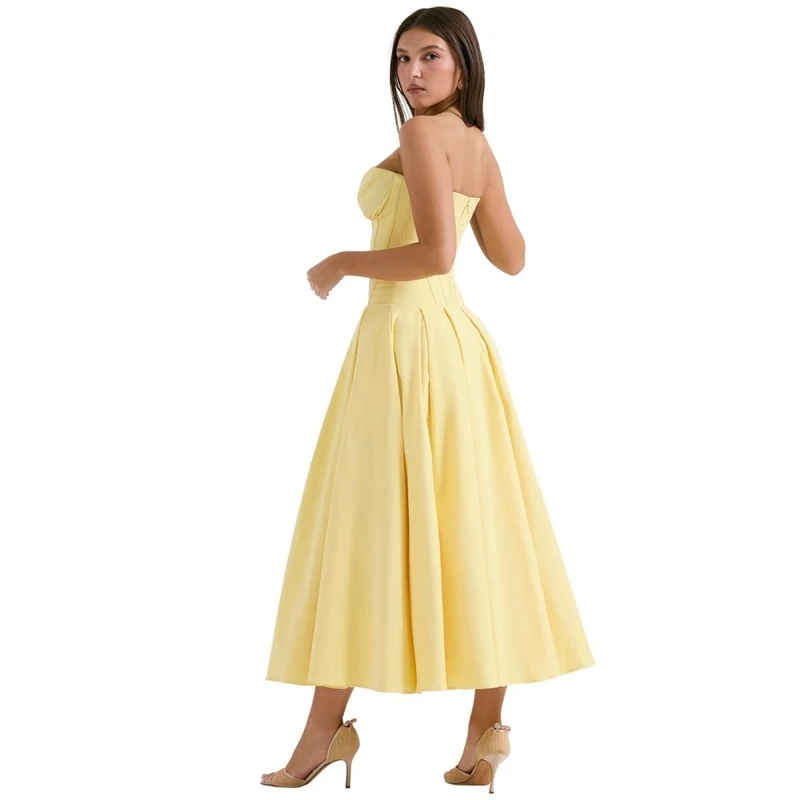 Trägerloses Korsett-Midi-Kleid für Damen