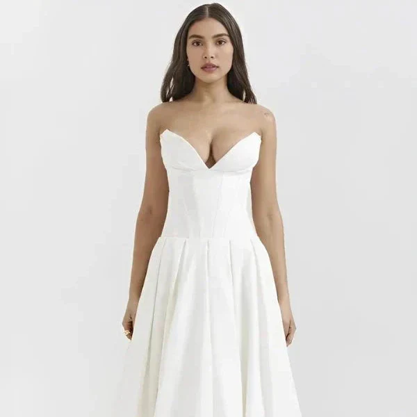 Trägerloses Korsett-Midi-Kleid für Damen