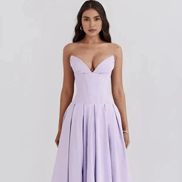 Trägerloses Korsett-Midi-Kleid für Damen