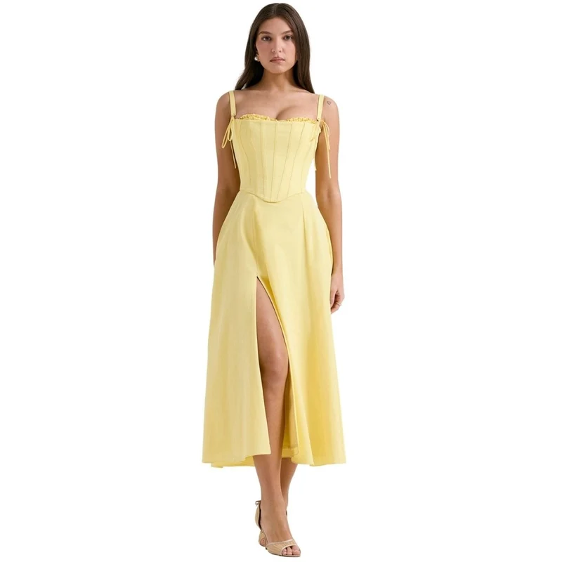 Trägerloses Korsett-Midi-Kleid für Damen