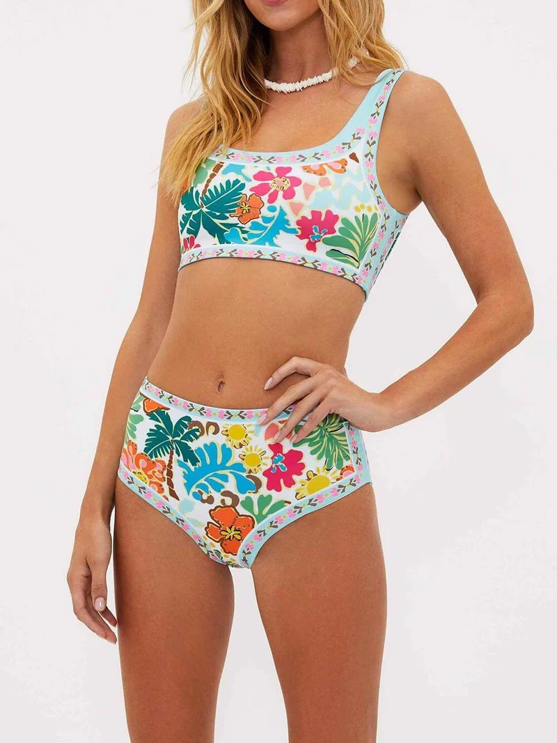 Carola | Damen Blumenkini Elastisch Unterstützung Sommer