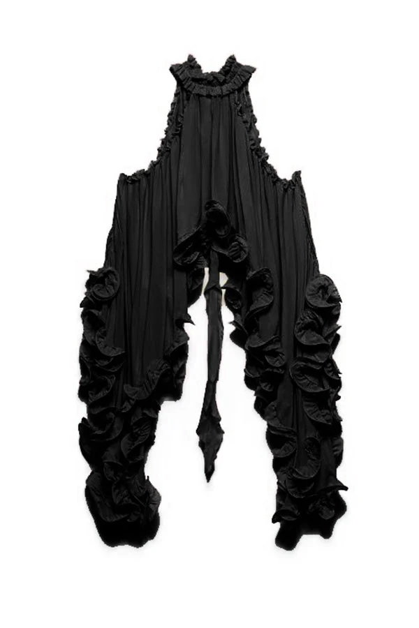 Damen-Haltertop aus Chiffon mit Rüschen, A-Linie
