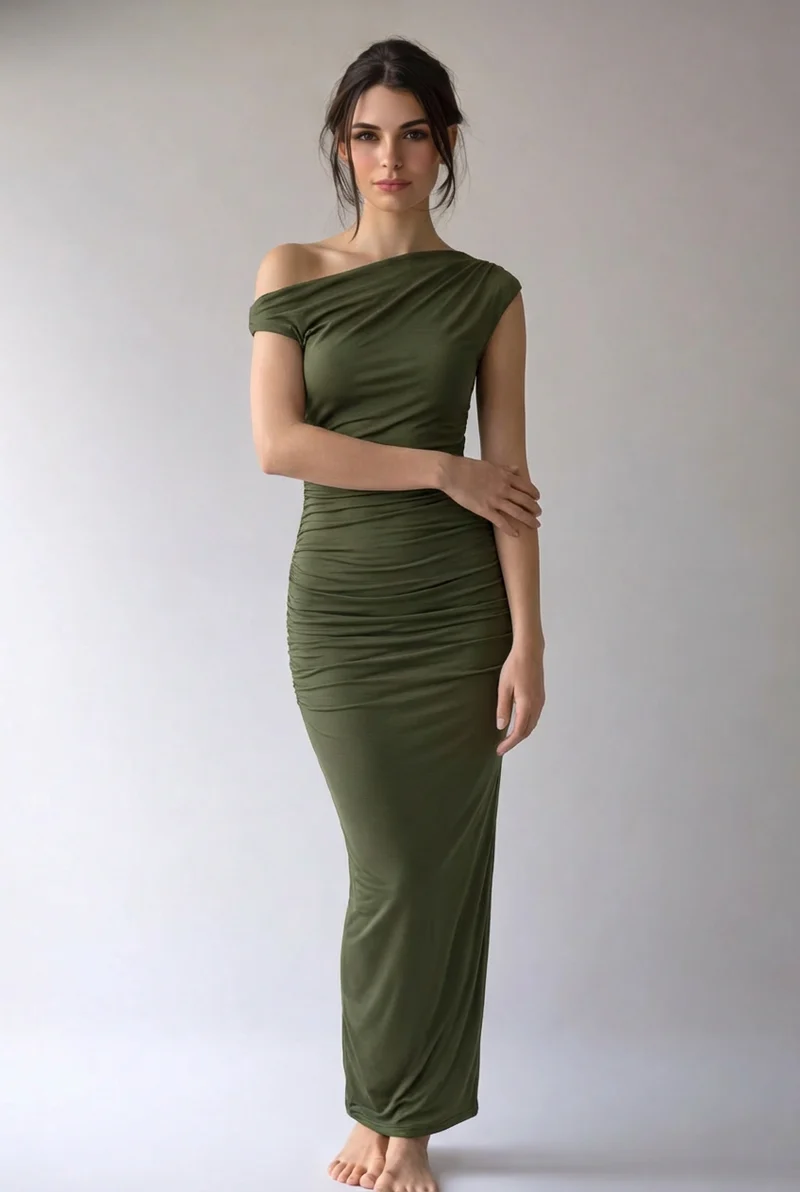 Alina | Damen Maxikleid Elegant Fließend Selbstbewusst