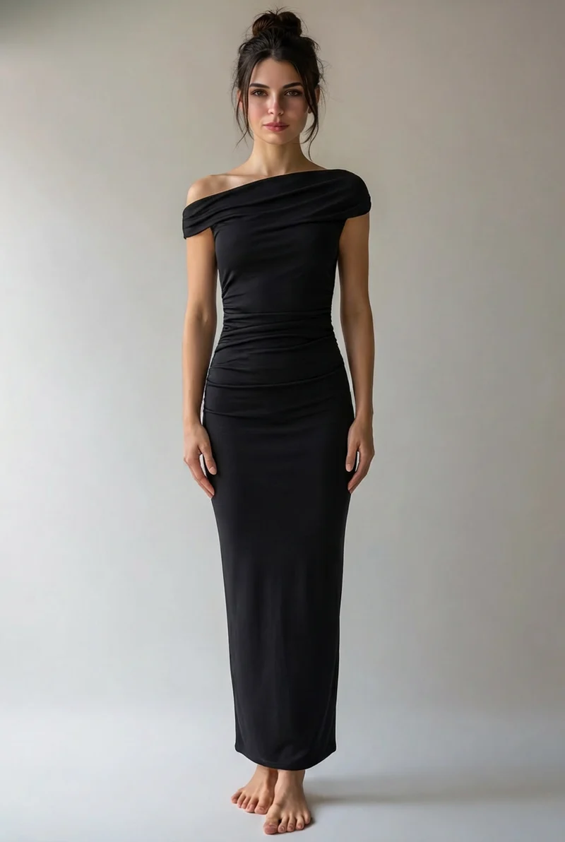 Alina | Damen Maxikleid Elegant Fließend Selbstbewusst