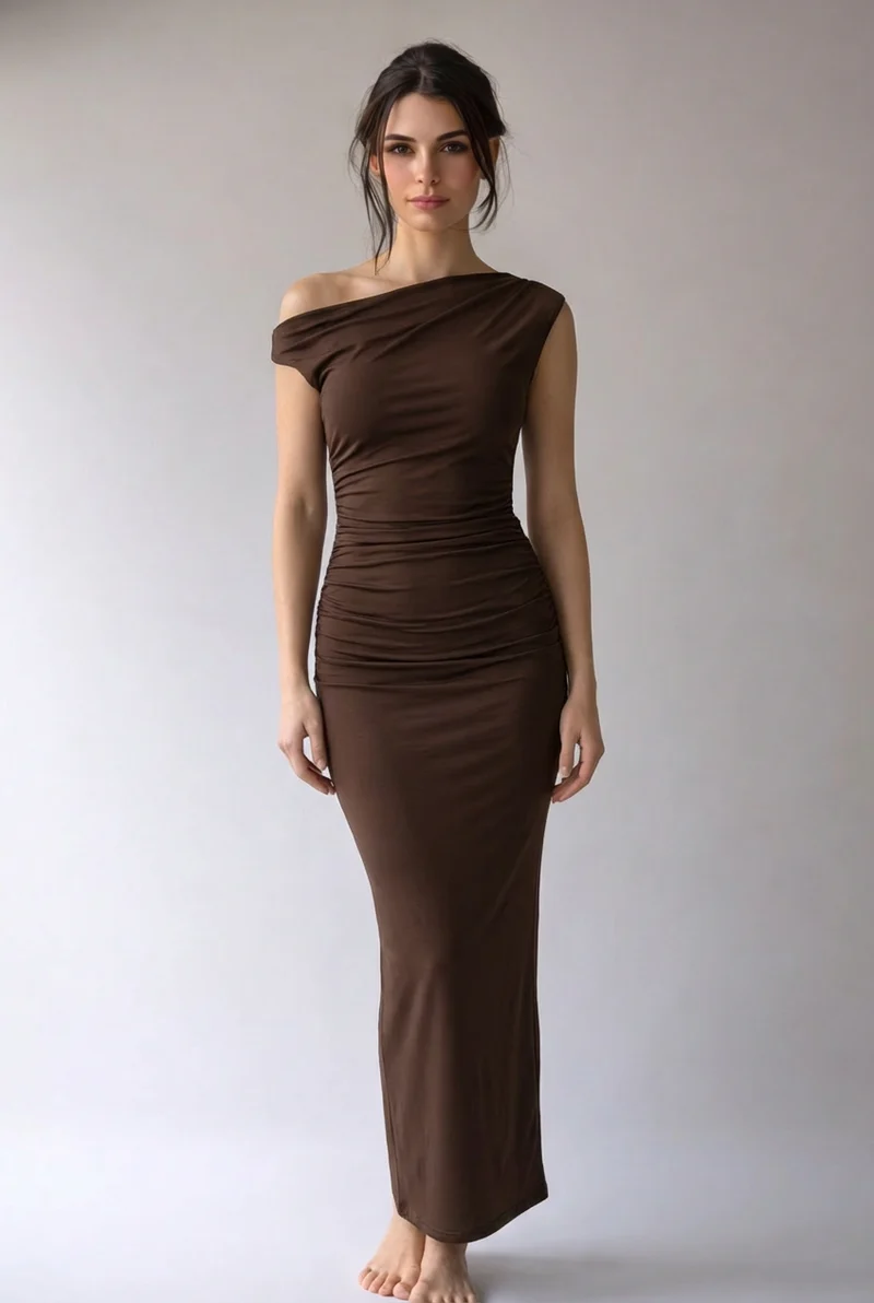 Alina | Damen Maxikleid Elegant Fließend Selbstbewusst