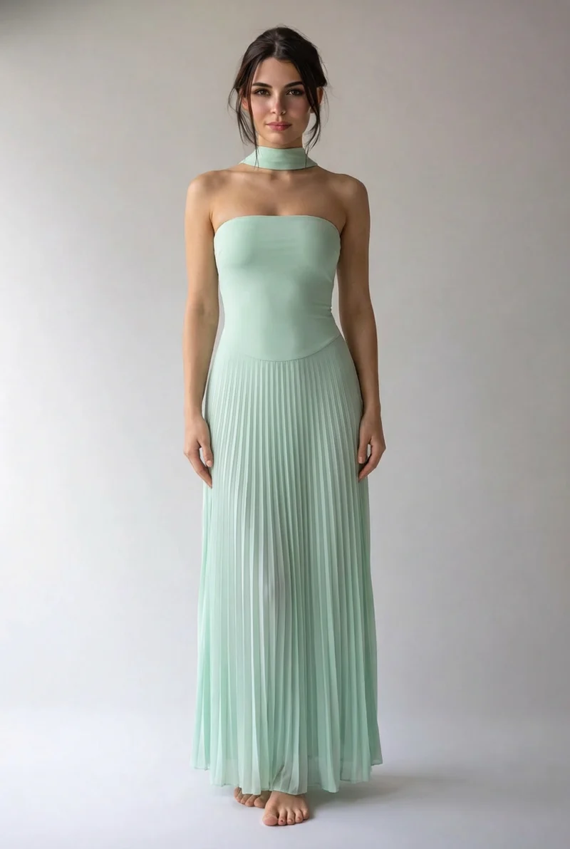Anastasia | Damen Halterneck Maxikleid Elegant Festlich