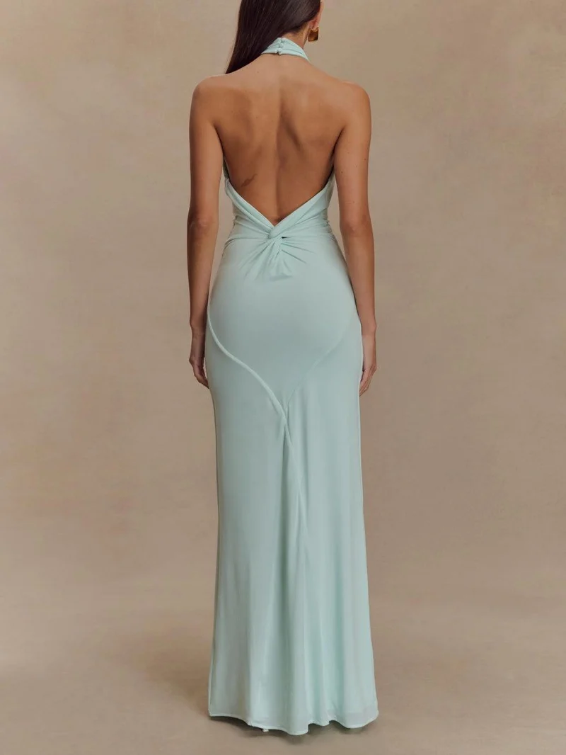 Damen-Maxikleid mit Neckholder und Stretch