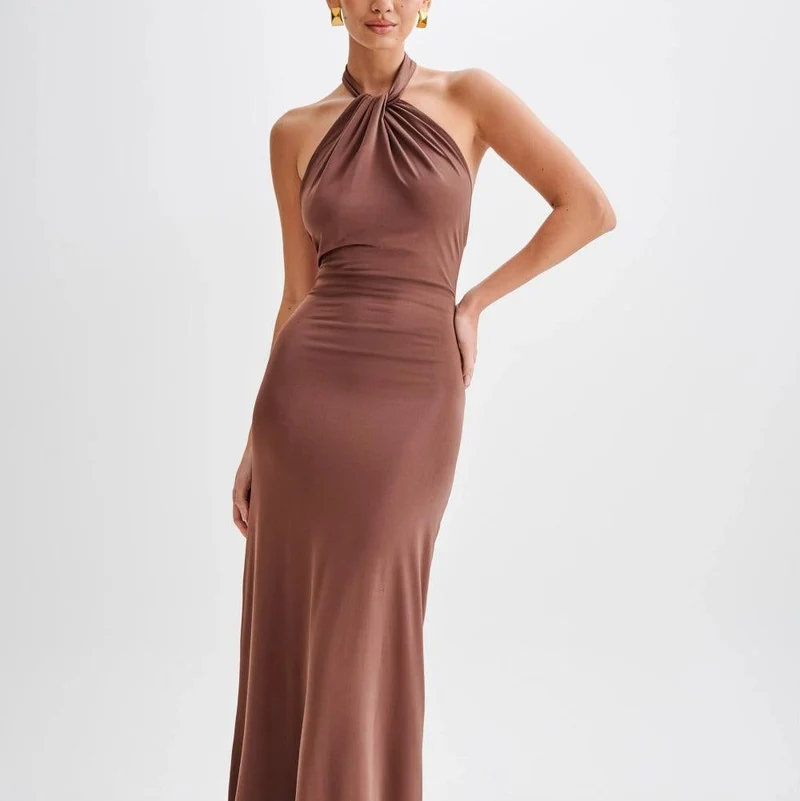 Damen-Maxikleid mit Neckholder und Stretch