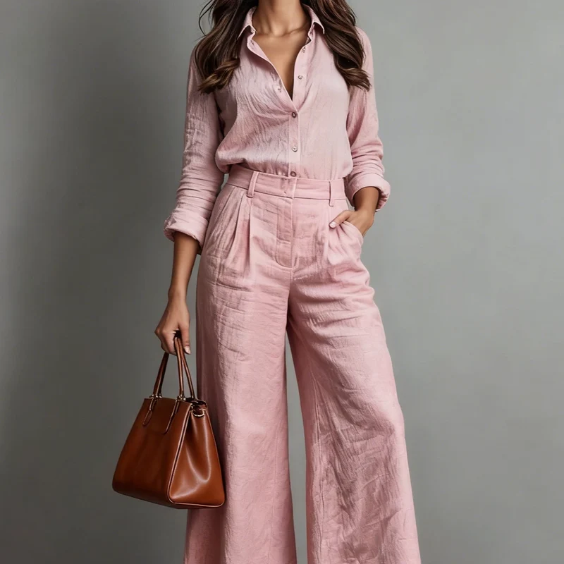 Damen-Leinen-Set: Bluse und Caprihose