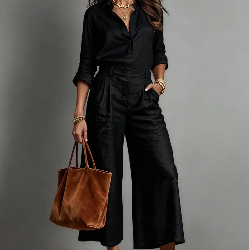 Damen-Leinen-Set: Bluse und Caprihose