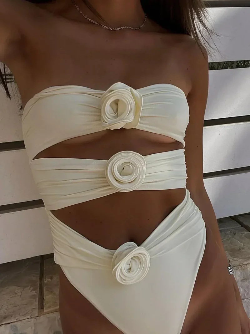 Susanne | Damen Badeanzug 3D Rosen Elegant Feminin Sommer