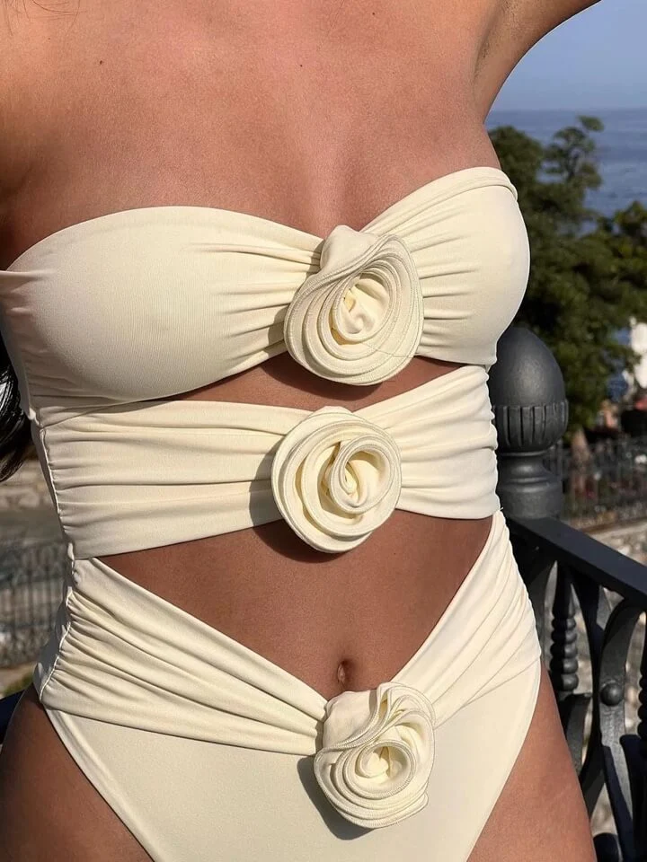 Susanne | Damen Badeanzug 3D Rosen Elegant Feminin Sommer