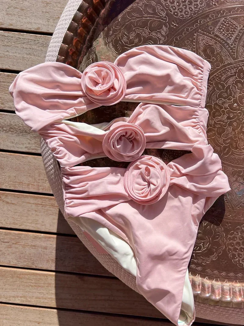 Susanne | Damen Badeanzug 3D Rosen Elegant Feminin Sommer