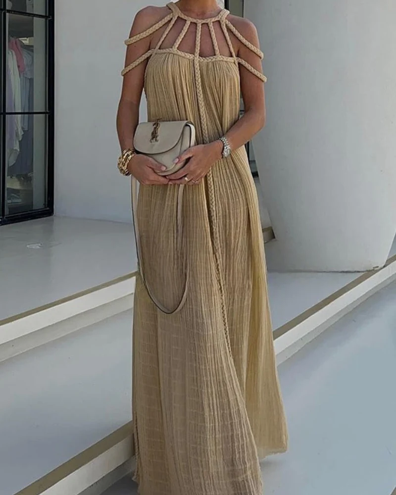 Damen-Maxikleid aus Leinenmischung (Cover-Up)
