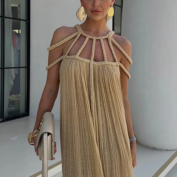 Damen-Maxikleid aus Leinenmischung (Cover-Up)