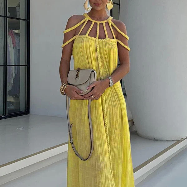 Damen-Maxikleid aus Leinenmischung (Cover-Up)