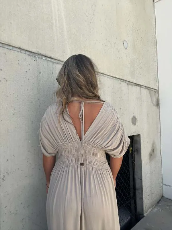 Nina | Damen Maxi Kleid V-Ausschnitt Schlitz Fließend