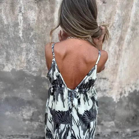 Sofia | Damen Rückenfreies Kleid Spaghettiträger Bedruckt
