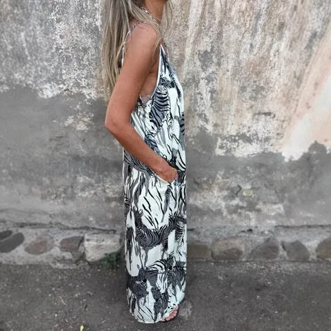 Sofia | Damen Rückenfreies Kleid Spaghettiträger Bedruckt