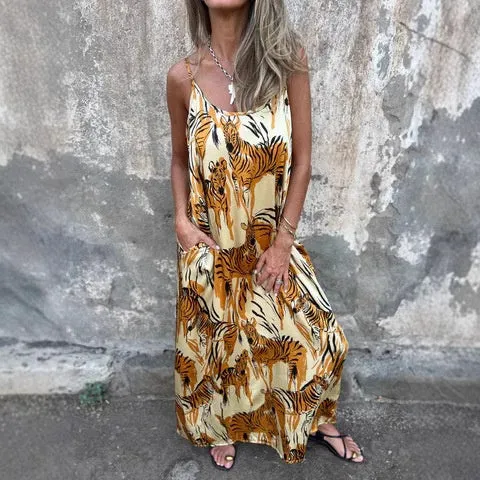 Sofia | Damen Rückenfreies Kleid Spaghettiträger Bedruckt