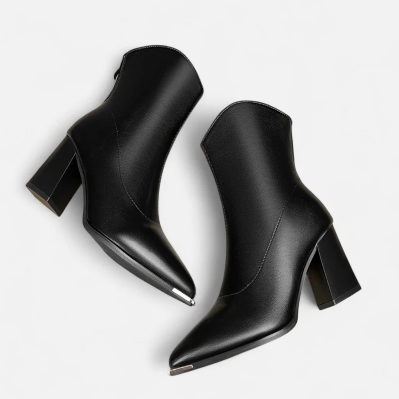 Damen-Chelsea-Stiefeletten mit Absatz | Reißverschluss, veganes Leder