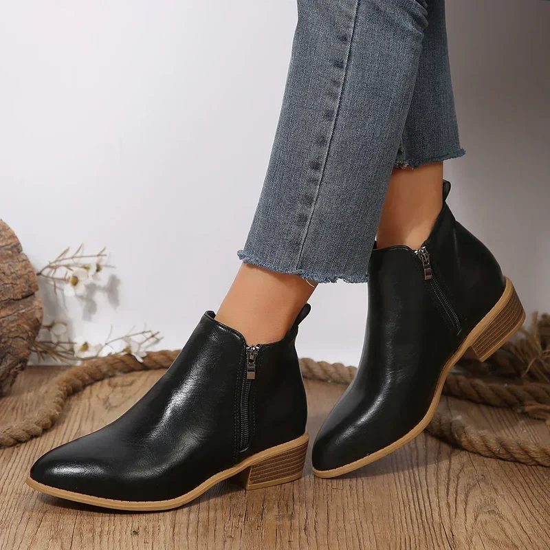 Rita | Damen Frühlings Lässige Ankle Boots Mit Seitlichem Reißverschluss