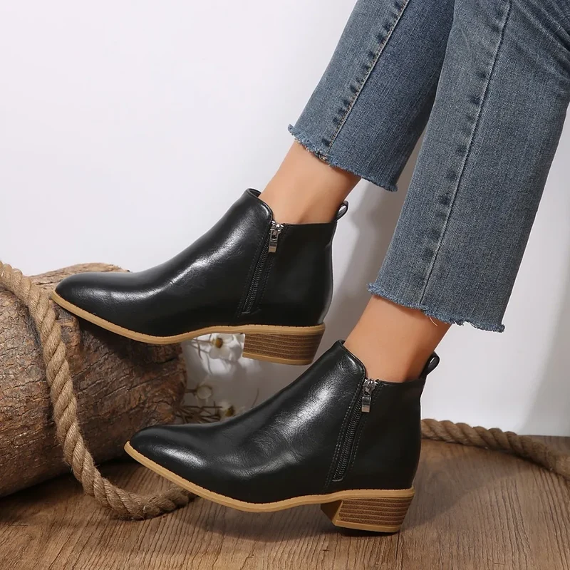 Rita | Damen Frühlings Lässige Ankle Boots Mit Seitlichem Reißverschluss