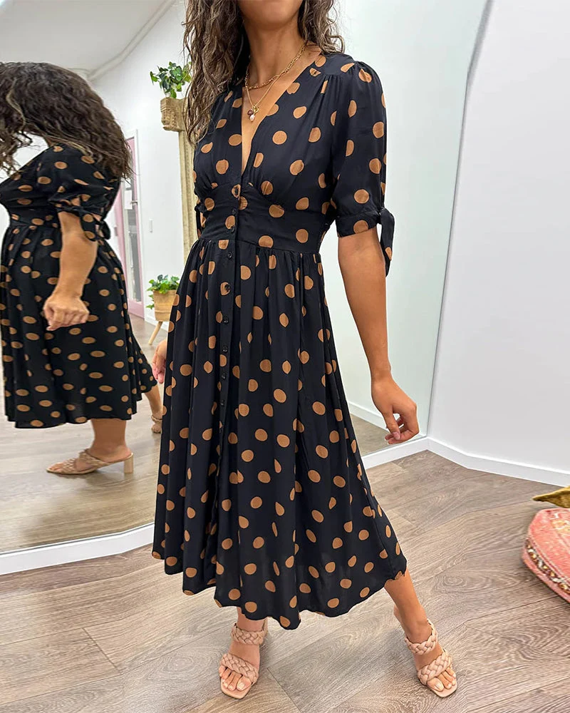 Monique | Damen Polka-Dots Kleid Elegant Feminin Klassisch