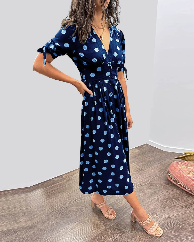 Monique | Damen Polka-Dots Kleid Elegant Feminin Klassisch
