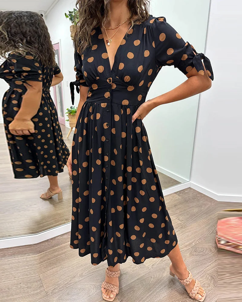 Monique | Damen Polka-Dots Kleid Elegant Feminin Klassisch