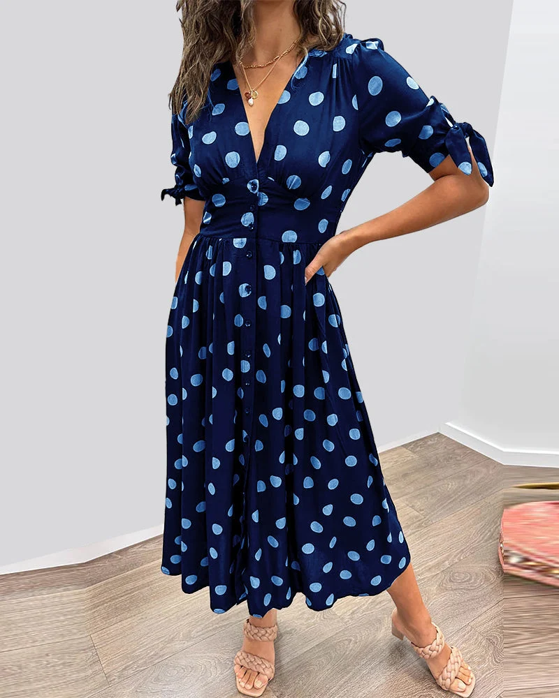 Monique | Damen Polka-Dots Kleid Elegant Feminin Klassisch