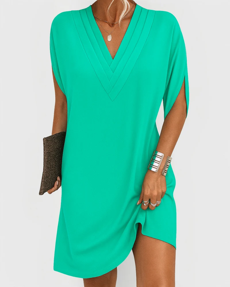 Theresa | Damen Kleid Flatternder Schnitt Leicht Sommer