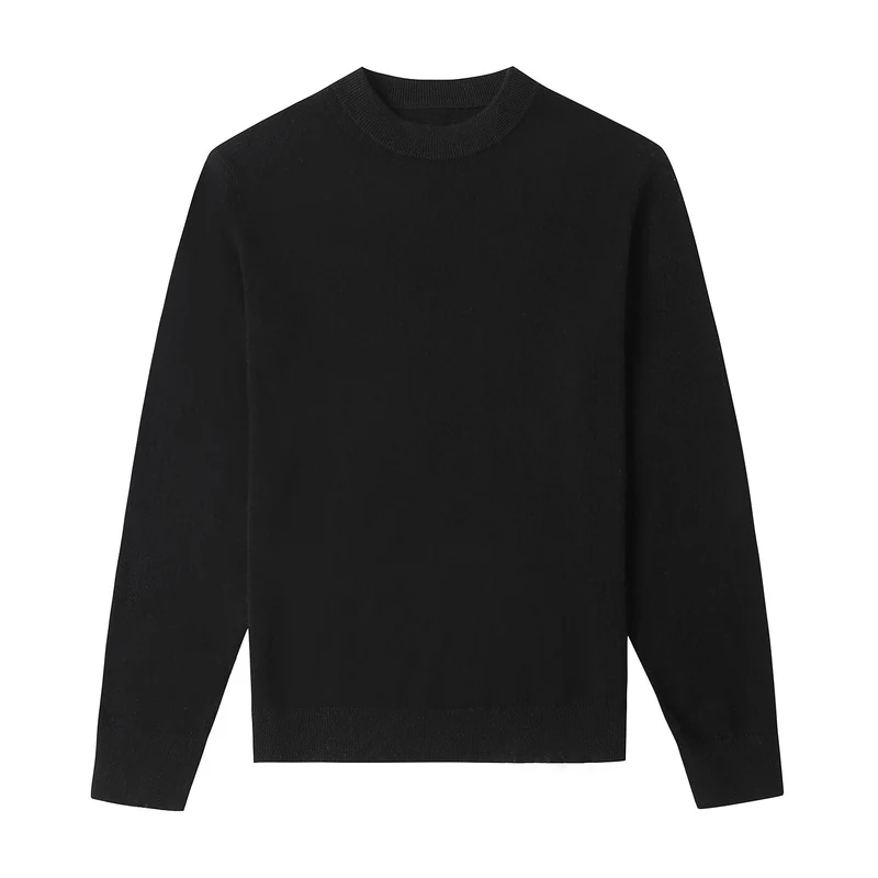 Stefan | Herren Wollpullover Schwarz Klassisch Warm