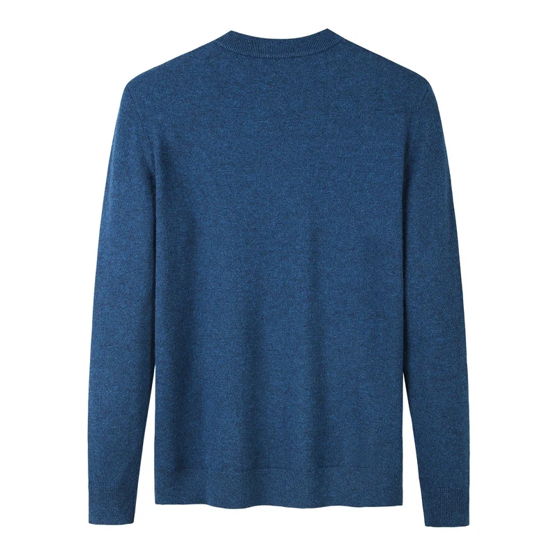 Stefan | Herren Wollpullover Rundhals Blau Klassisch Warm