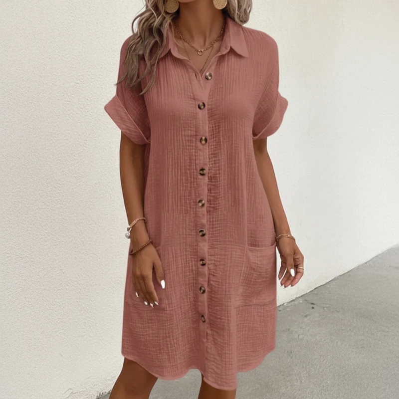 Damen-Polokleid mit Knopfleiste aus Baumwolle