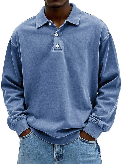 Robert | Herren Freizeit-Polo-Sweatshirt mit langen Ärmeln