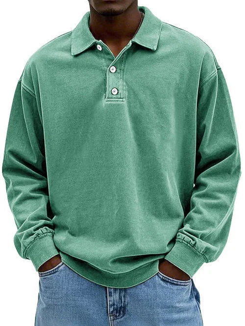 Robert | Herren Freizeit-Polo-Sweatshirt mit langen Ärmeln