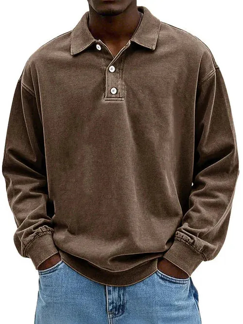 Robert | Herren Freizeit-Polo-Sweatshirt mit langen Ärmeln