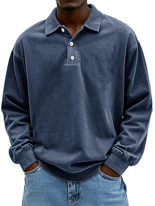 Robert | Herren Freizeit-Polo-Sweatshirt mit langen Ärmeln