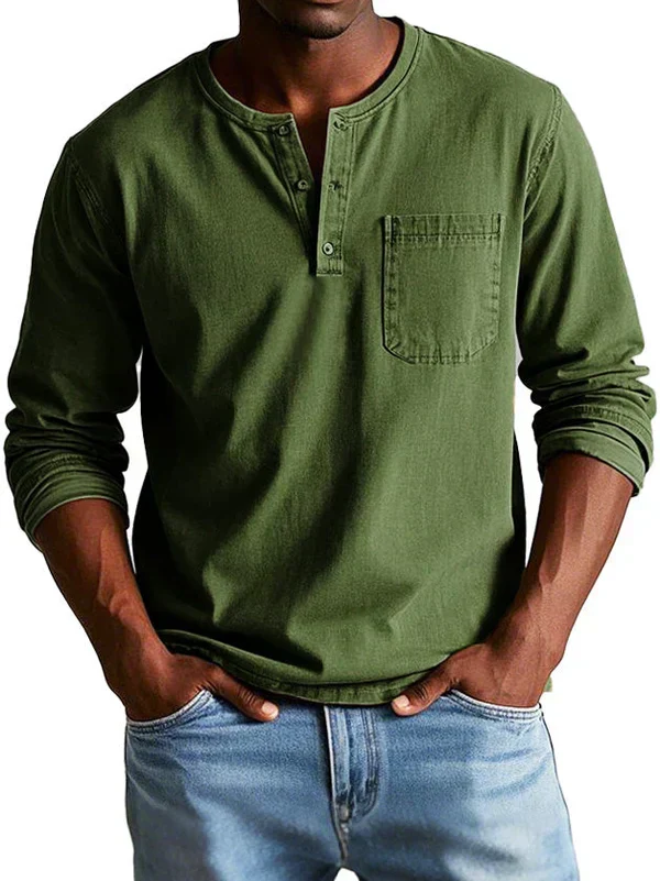 Philipp | Herren Lässiges Langarm-Henleyshirt