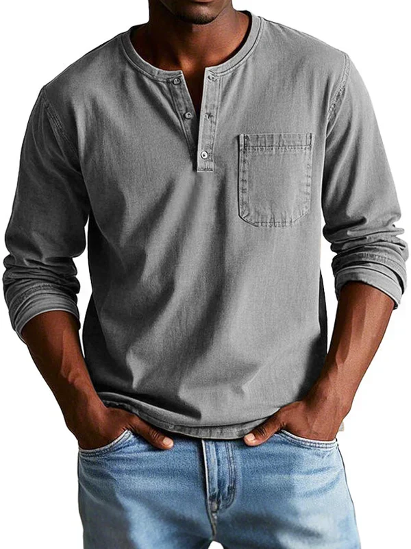 Philipp | Herren Lässiges Langarm-Henleyshirt