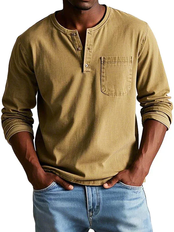 Philipp | Herren Lässiges Langarm-Henleyshirt