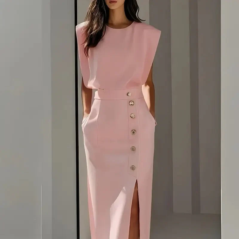 Midi-Kleid für Damen mit Seitenschlitz